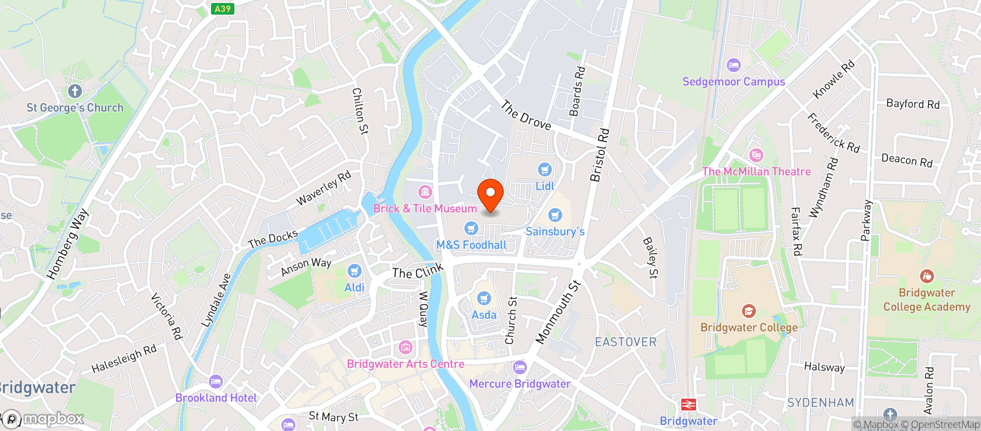Map showing Sainsburys Bridgwater