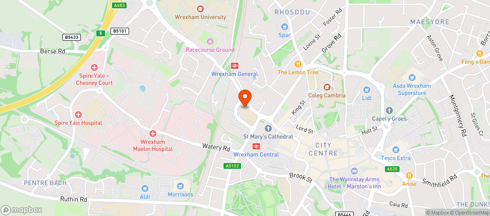 Map showing Majestic Wrexham