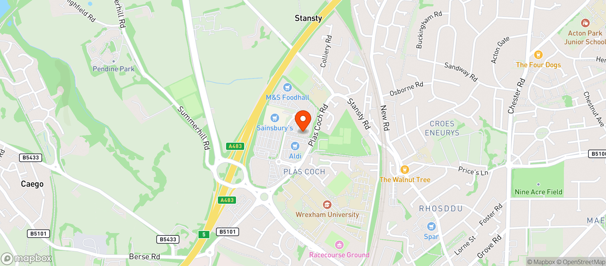 Map showing Sainsburys Wrexham