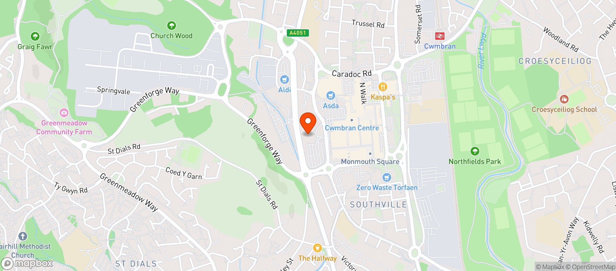 Map showing Sainsburys Cwmbran