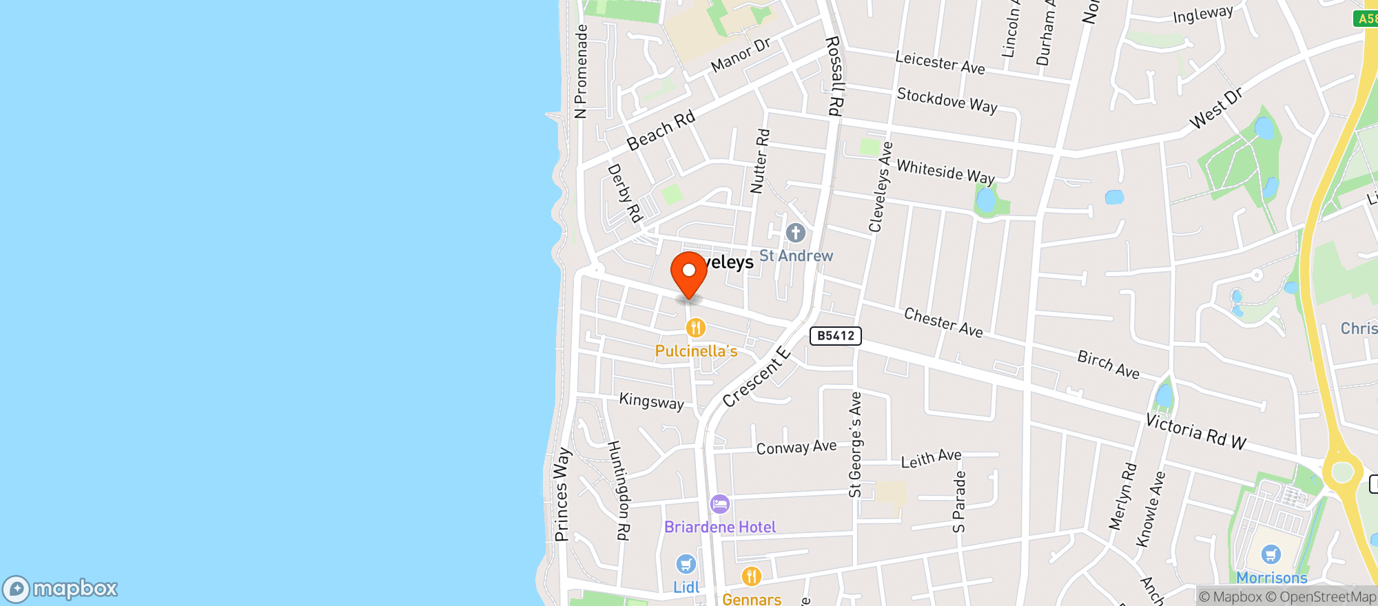 Map showing M&s