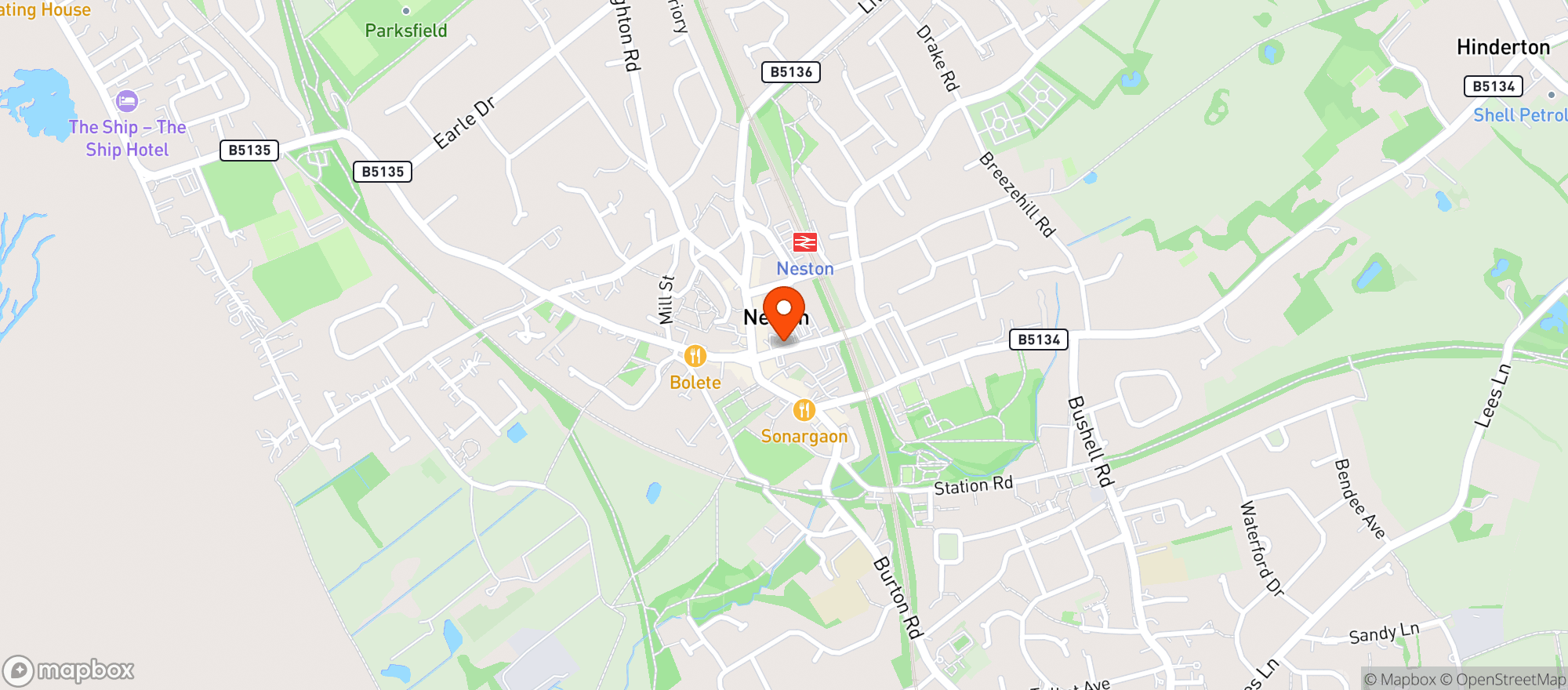 Map showing Sainsburys Neston