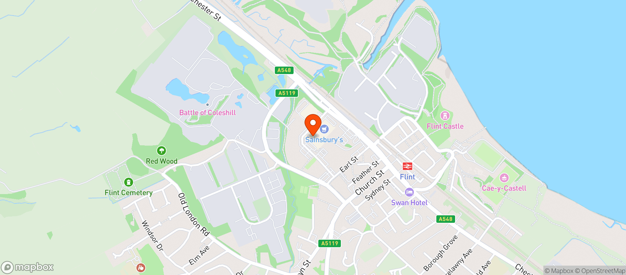 Map showing Sainsburys Flint