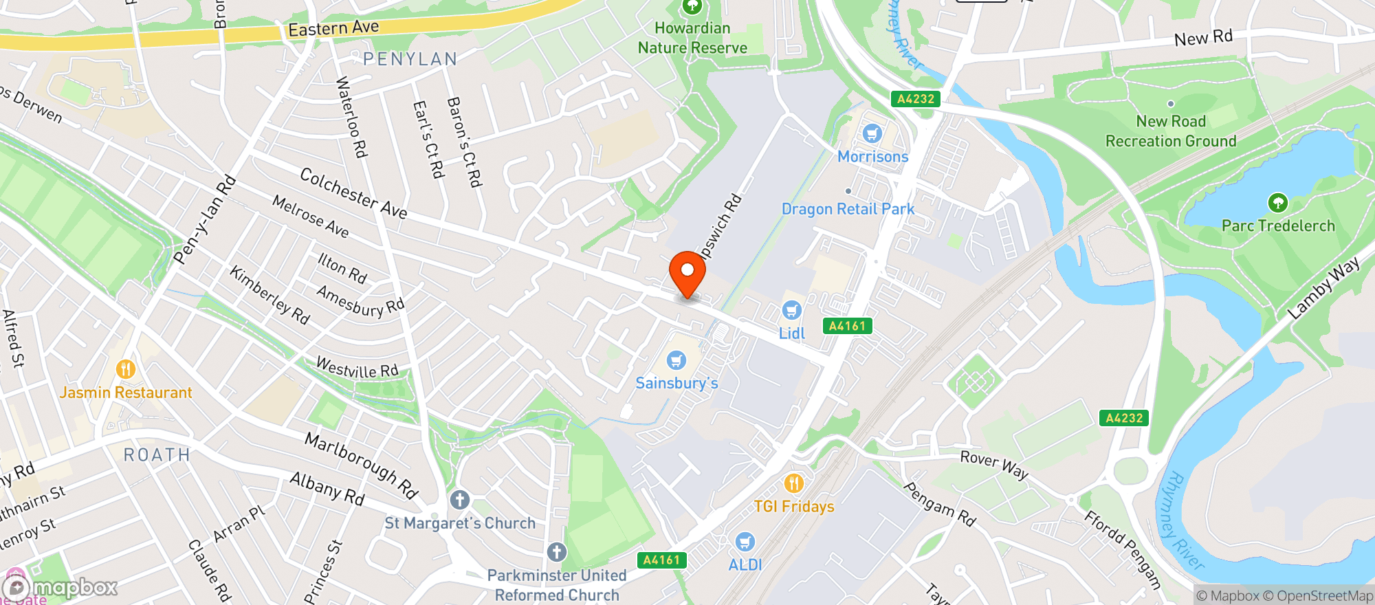 Map showing Sainsburys Colchester Avenue