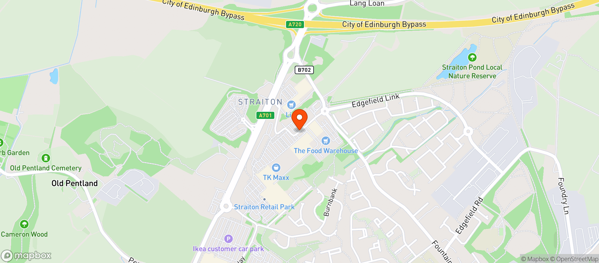 Map showing Sainsburys Straiton