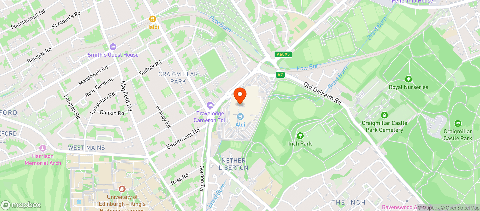 Map showing Sainsburys Cameron Toll