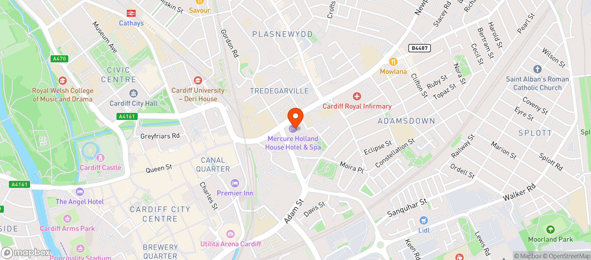 Map showing Mercure Holland House Hotel And Spa