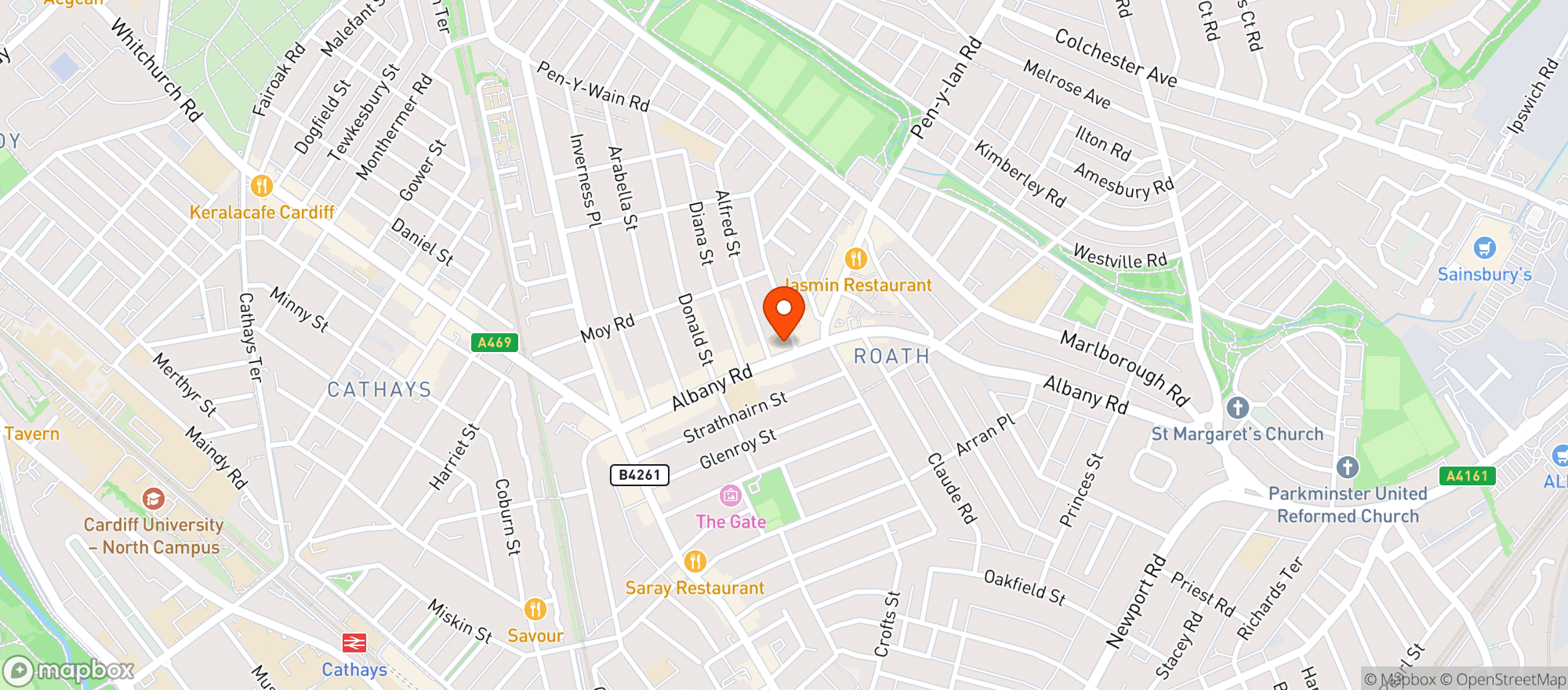 Map showing Beanfreaks Albany Road