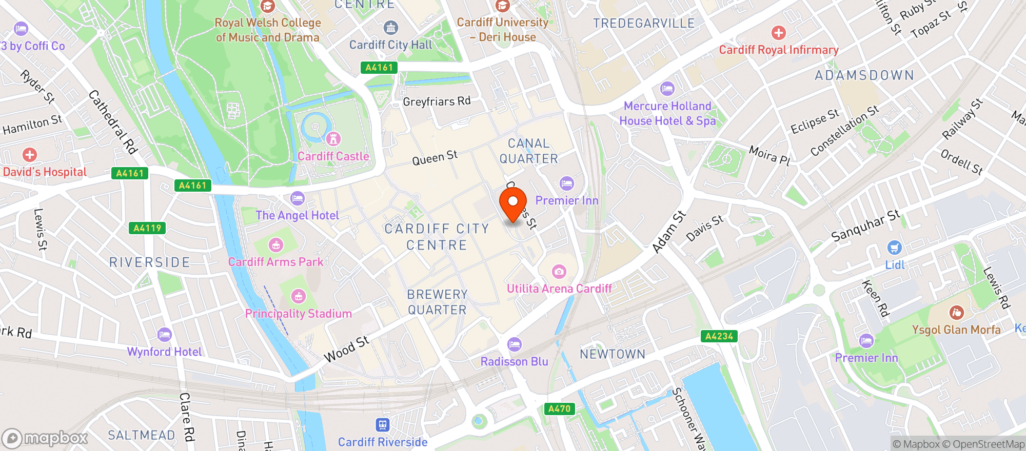 Map showing The Dead Canary