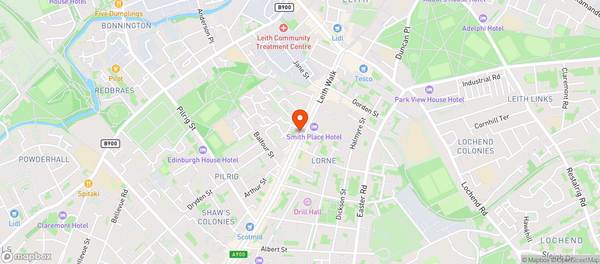 Map showing Majestic Leith Walk