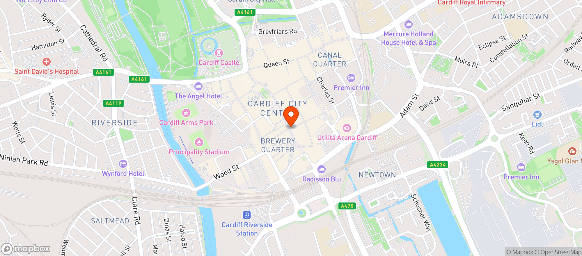 Map showing The Ivy Asia, Cardiff 