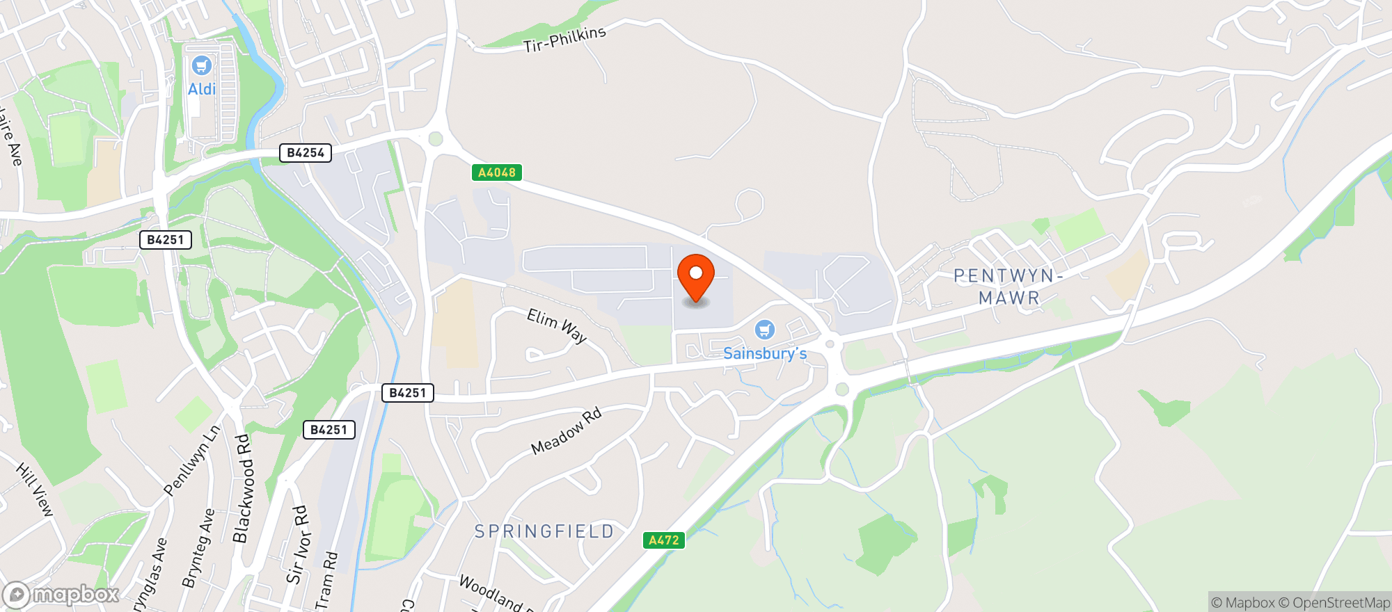 Map showing Sainsburys Pontllanfraith