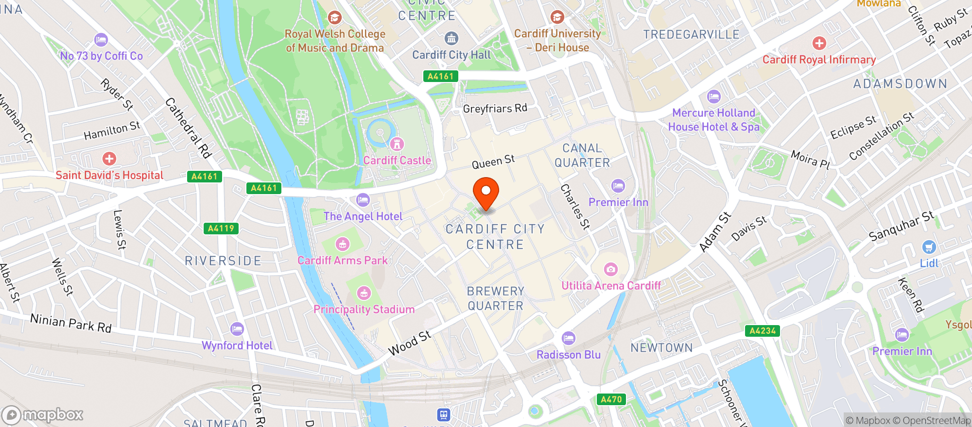 Map showing Scaredy Cats Cafe Bar