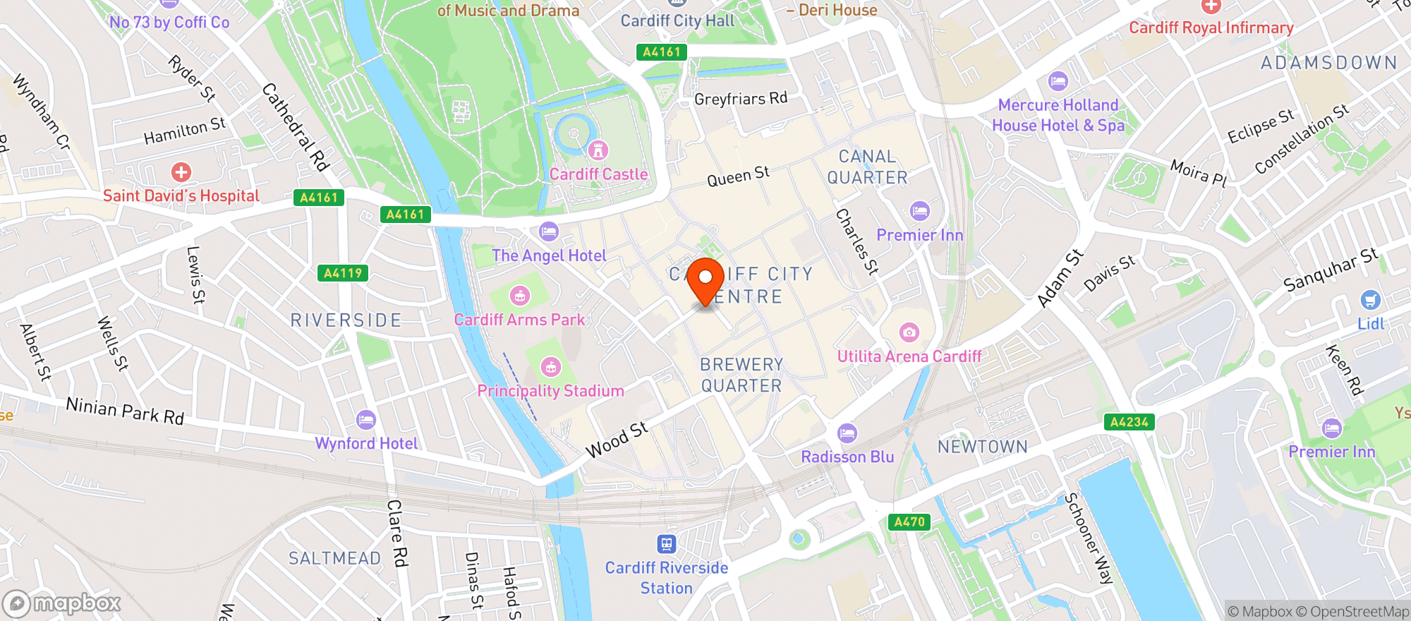 Map showing The Glassworks