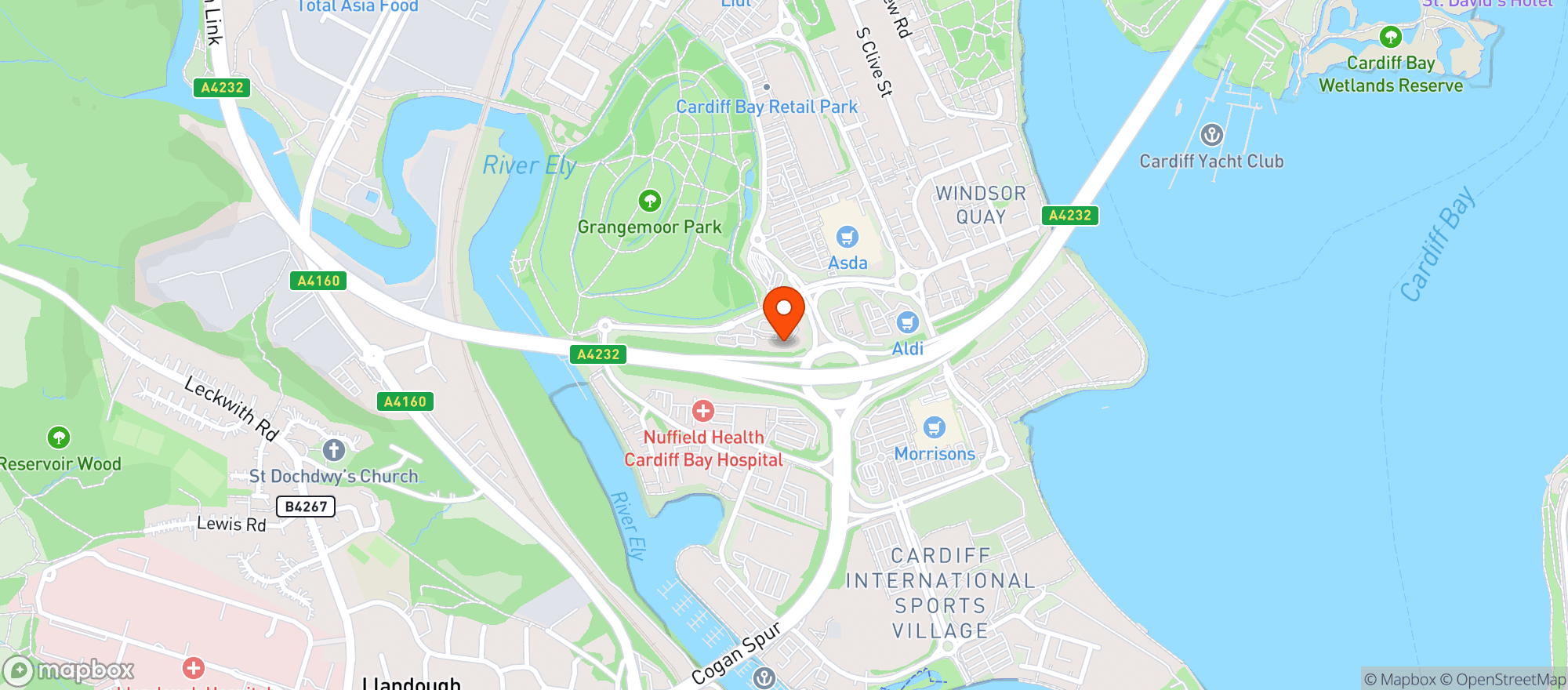 Map showing Majestic Cardiff Bay