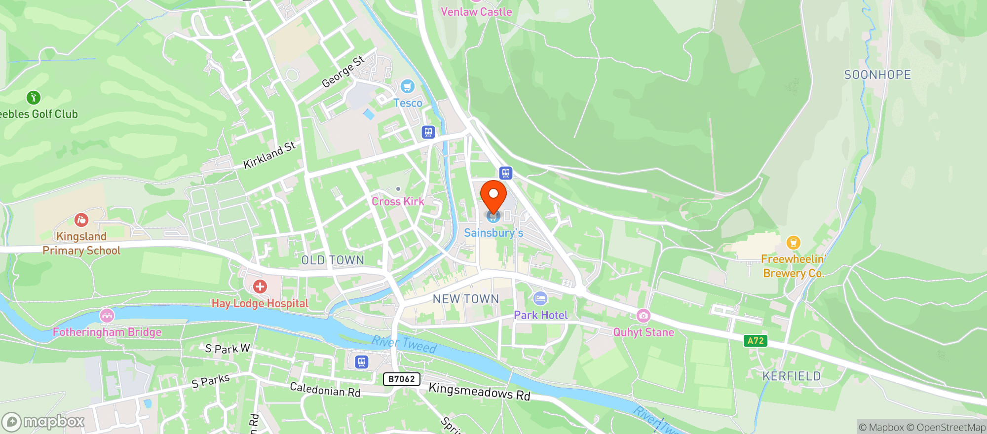 Map showing Sainsburys Peebles
