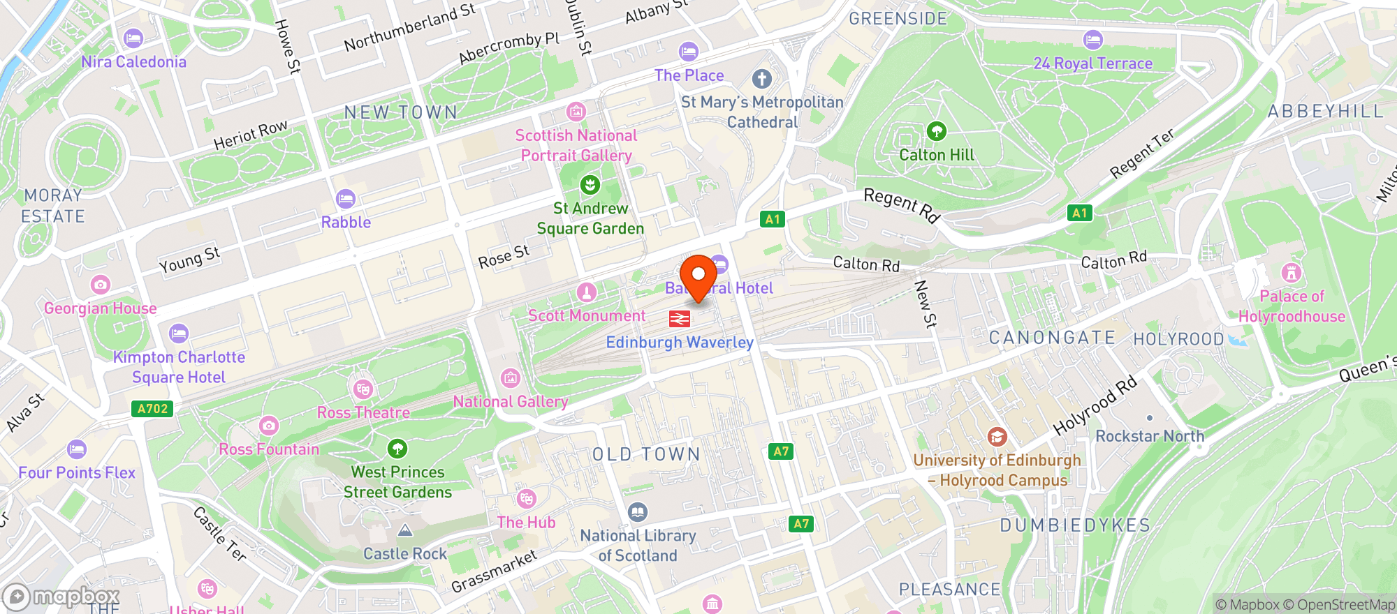 Map showing Edinburgh Waverley (edb) To London King's Cross (kgx) Train