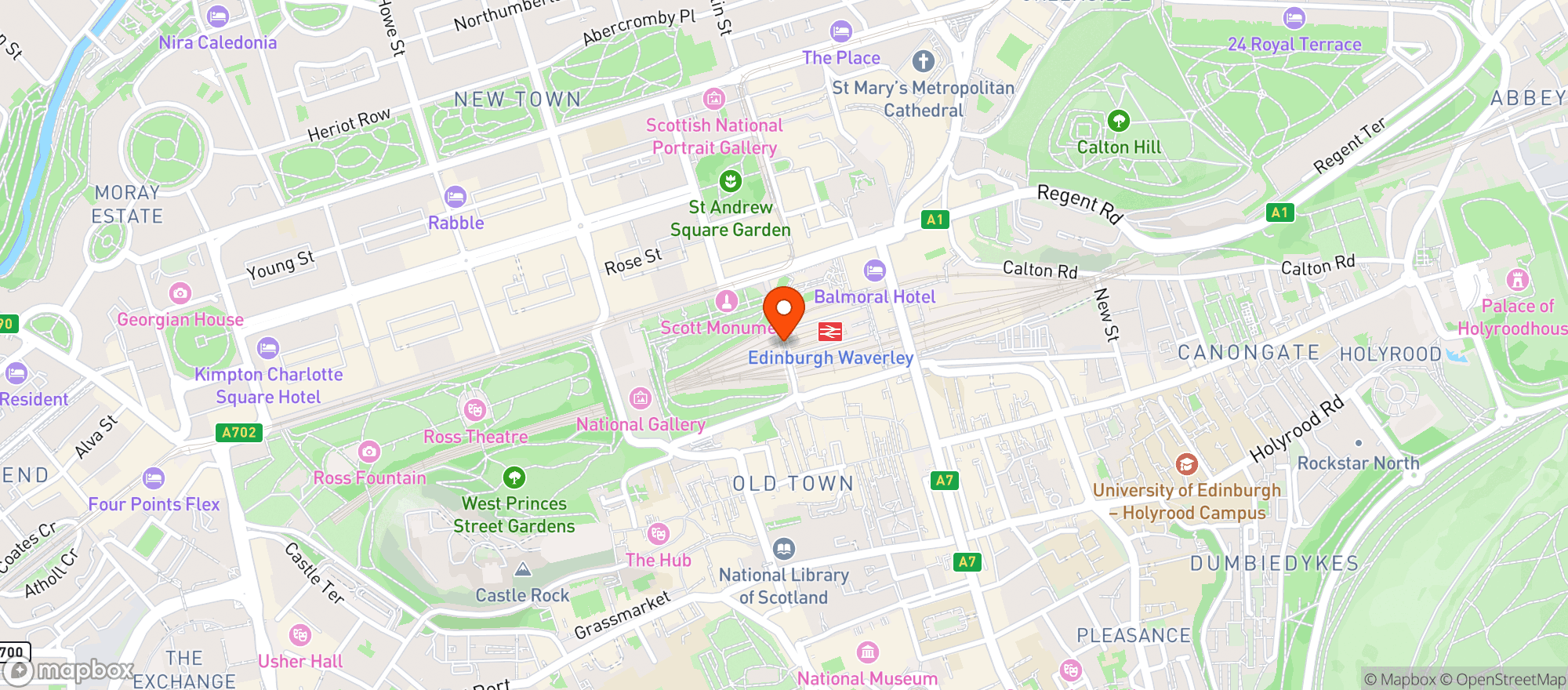 Map showing Waverley Market