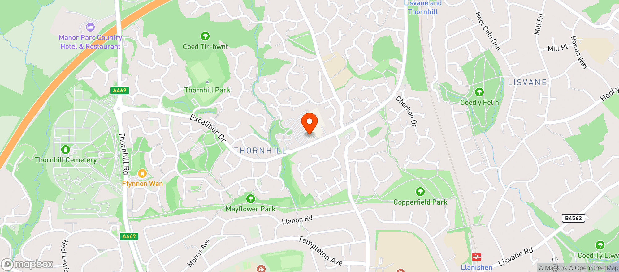 Map showing Sainsburys Thornhill