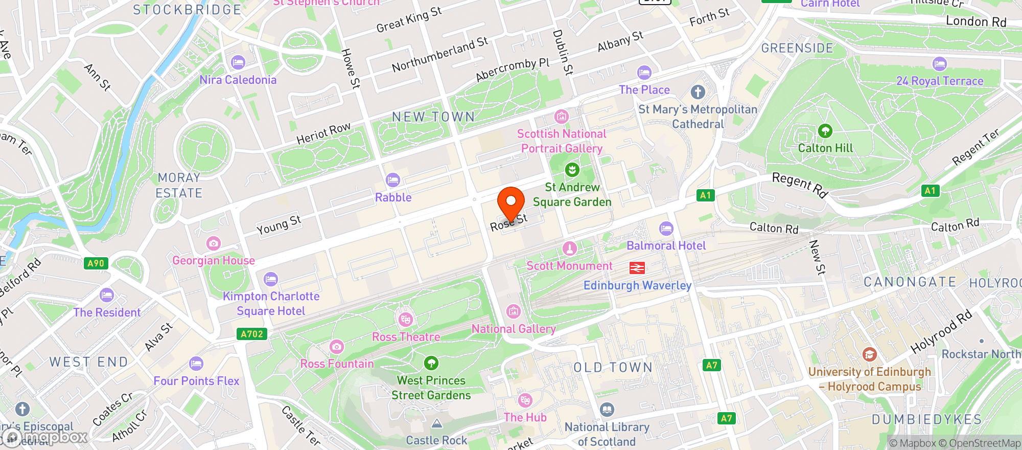 Map showing Roxy Edinburgh: Rose Street
