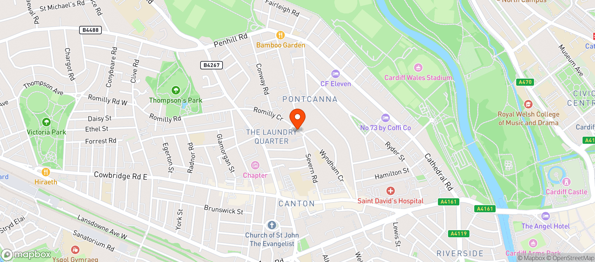 Map showing Beti Biggs