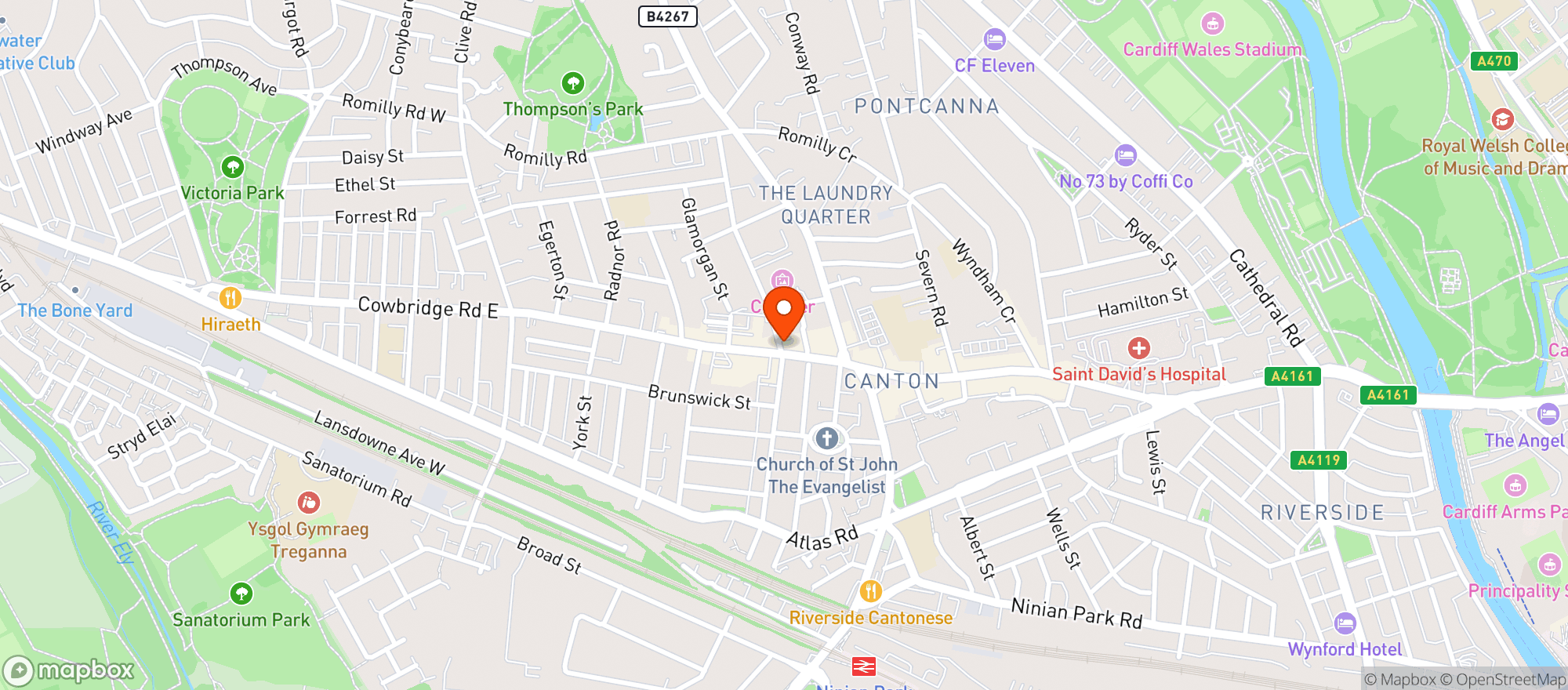Map showing Hard Lines Cafe