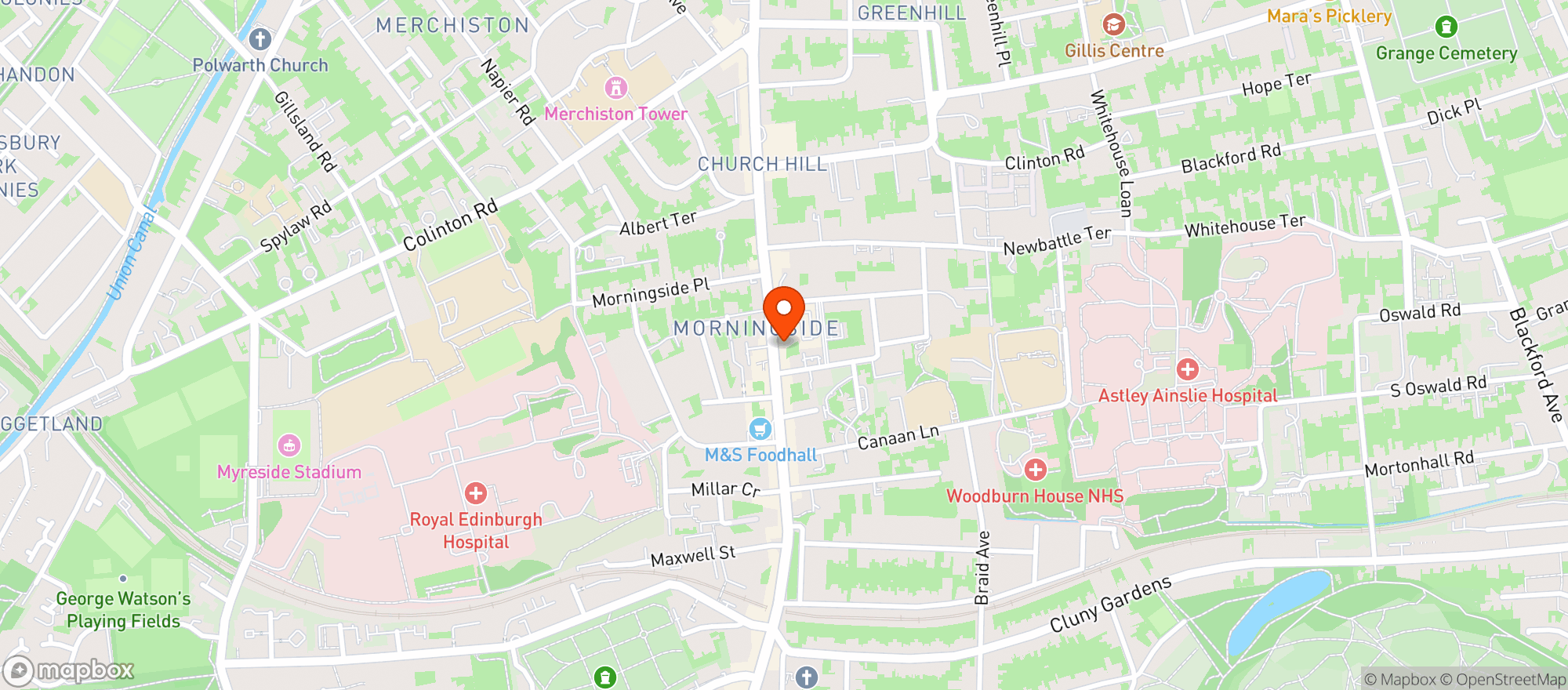 Map showing Waitrose Morningside