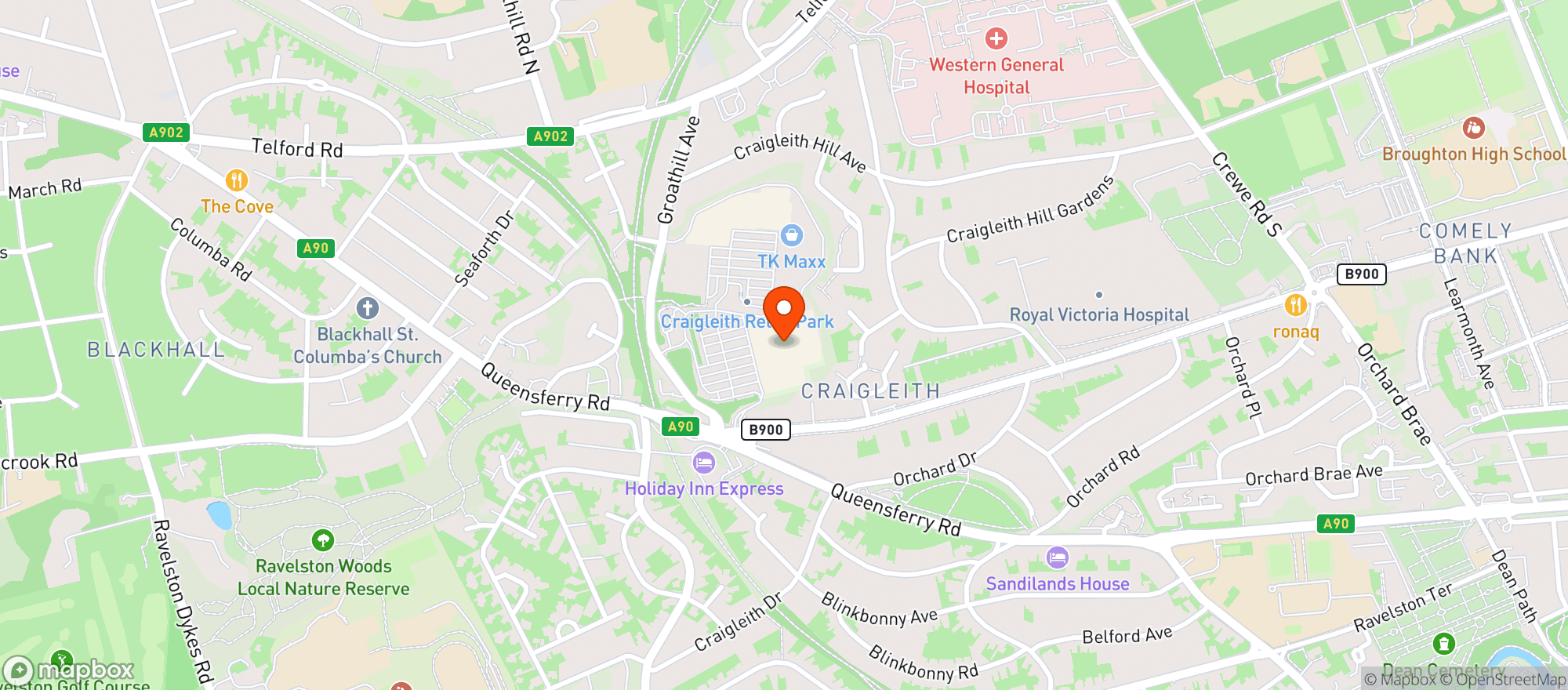 Map showing Sainsburys Blackhall