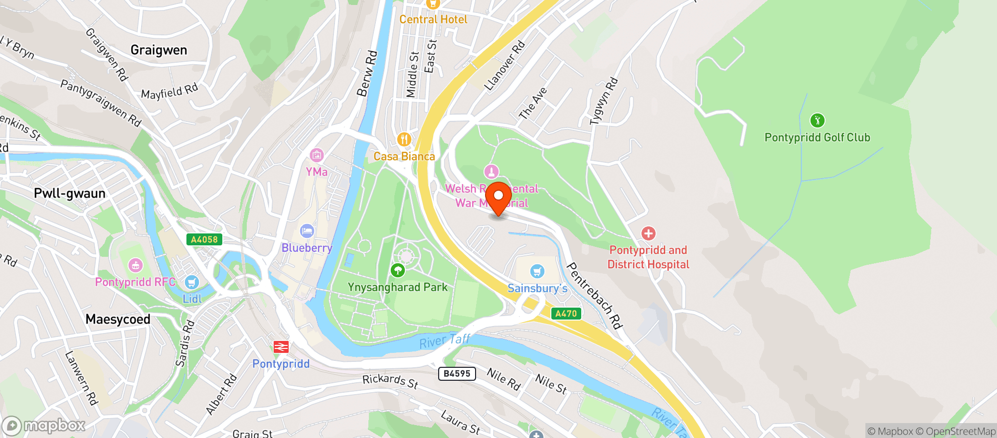 Map showing Sainsburys Pontypridd