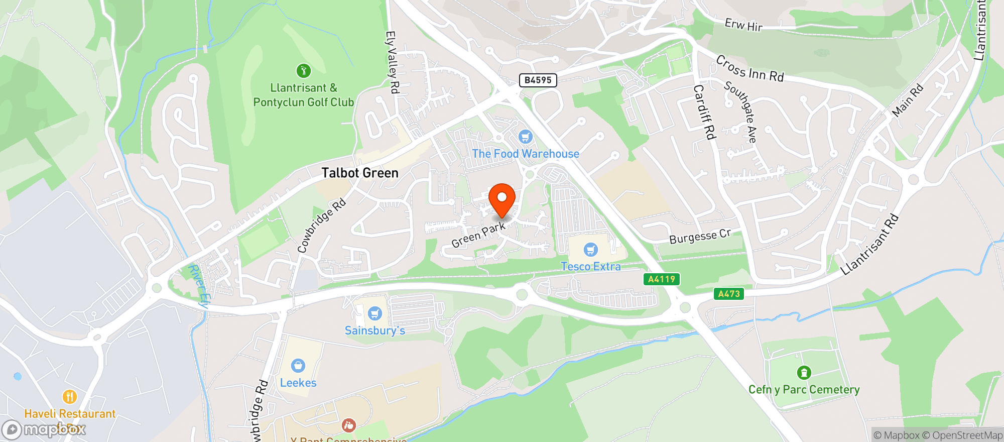 Map showing Tesco Extra Talbot Green