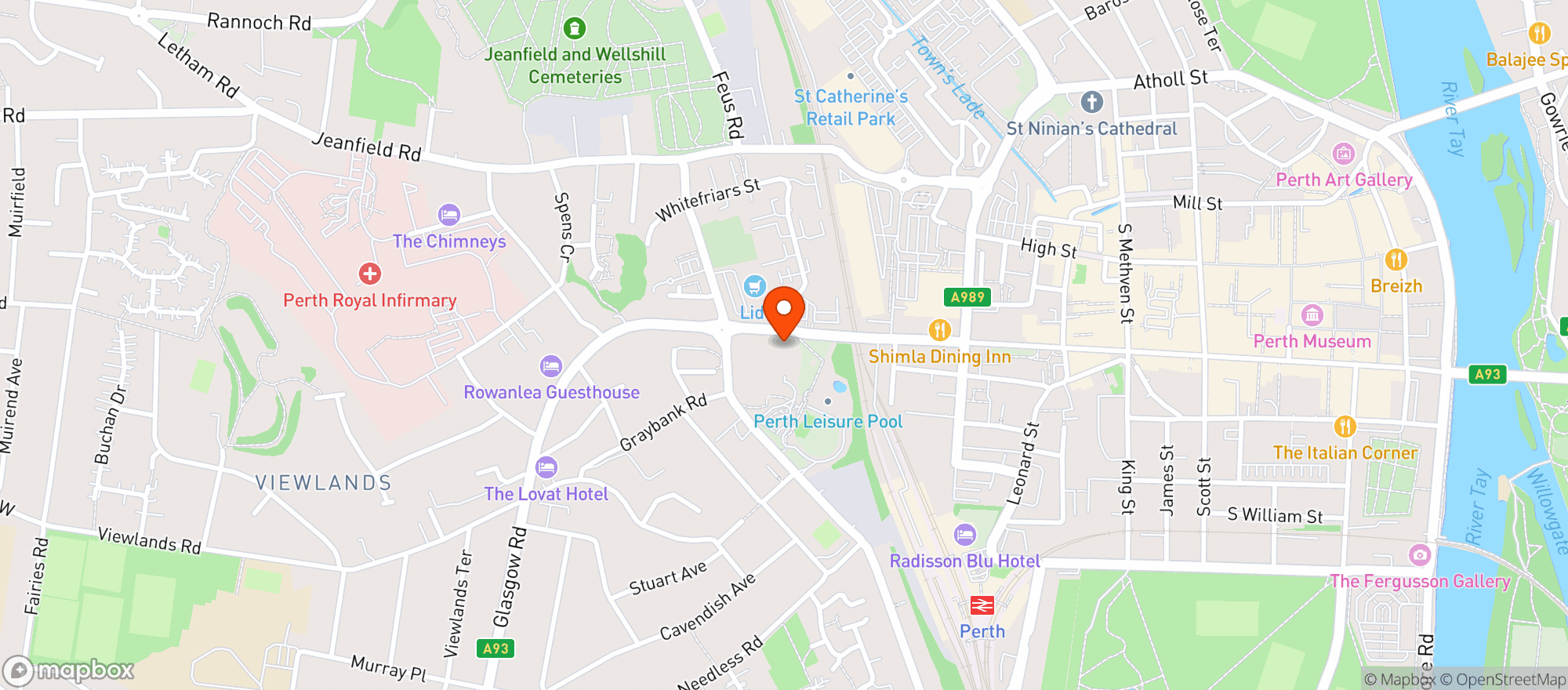Map showing Majestic Perth
