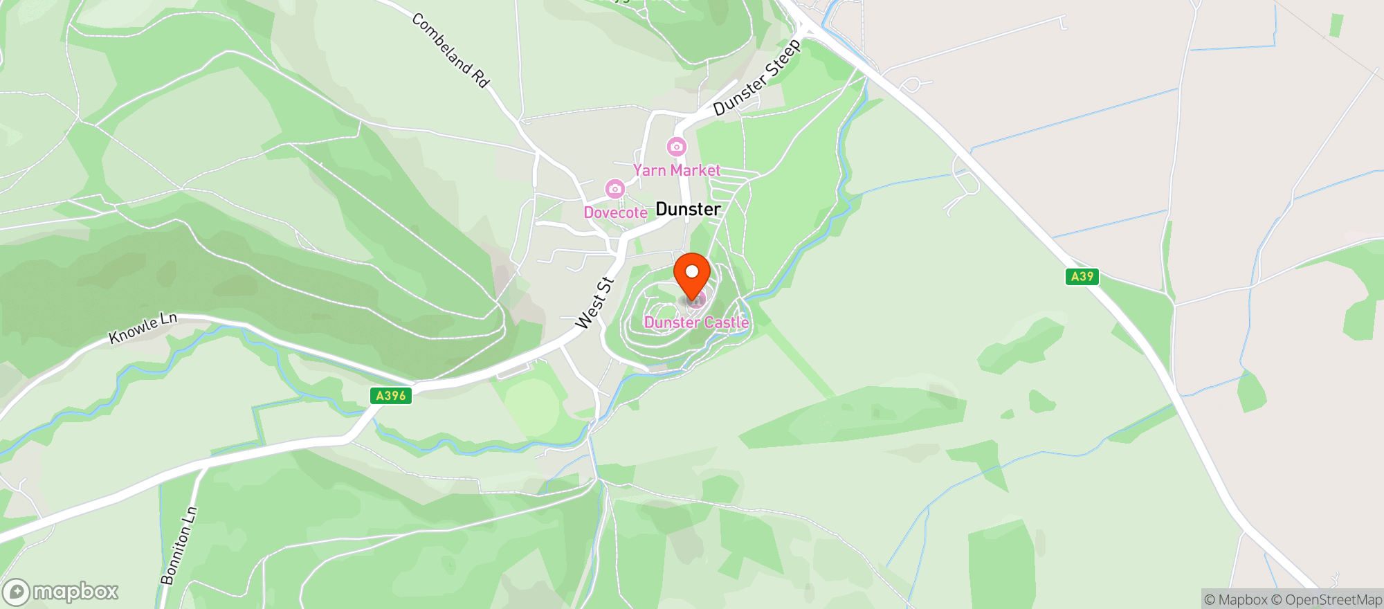Map showing Dunster Castle, National Trust Gift Shop