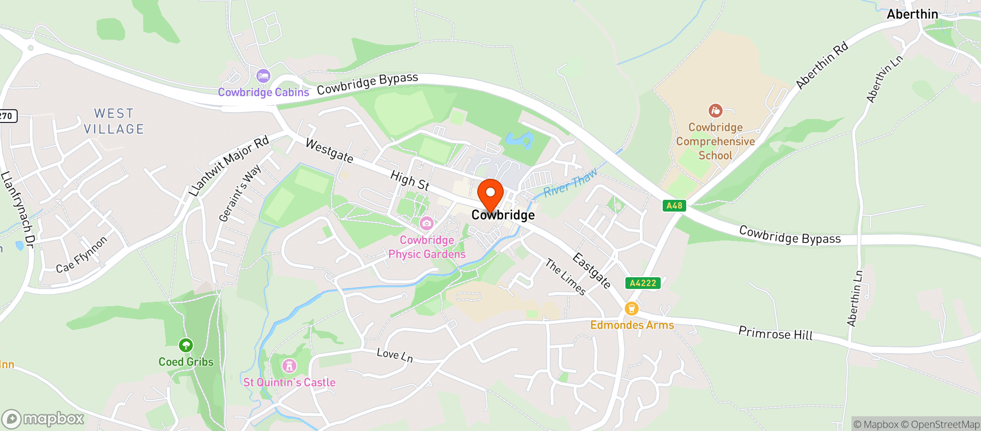 Map showing Waitrose Cowbridge