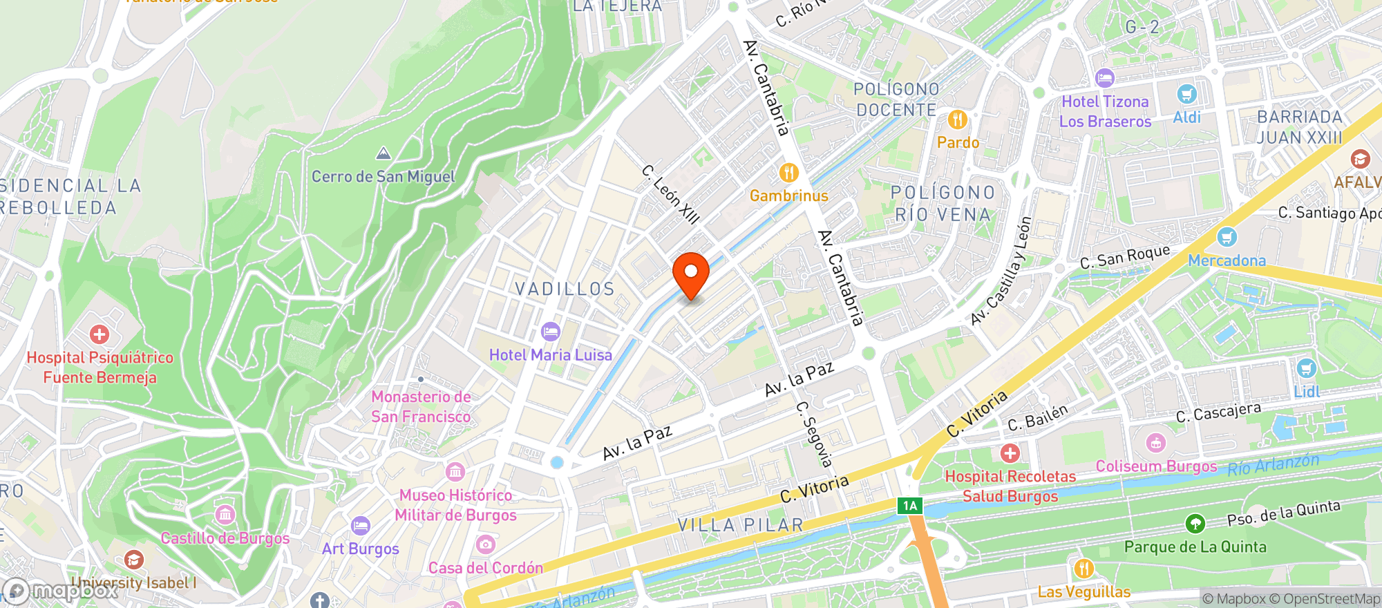 Map showing La Rua