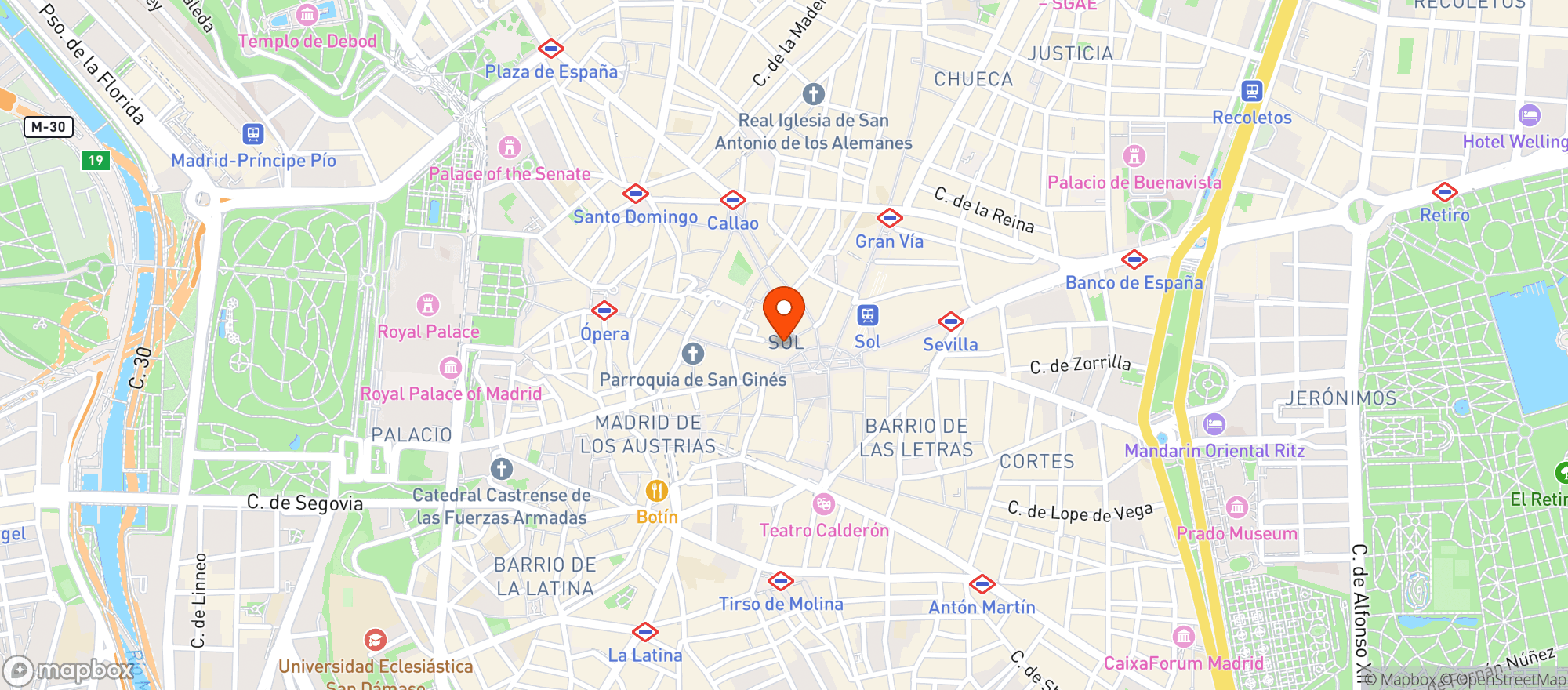 Map showing Casa Labra