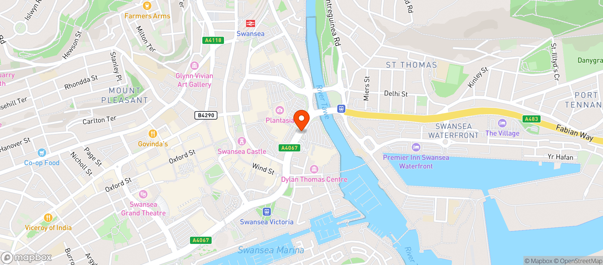 Map showing Sainsburys Swansea