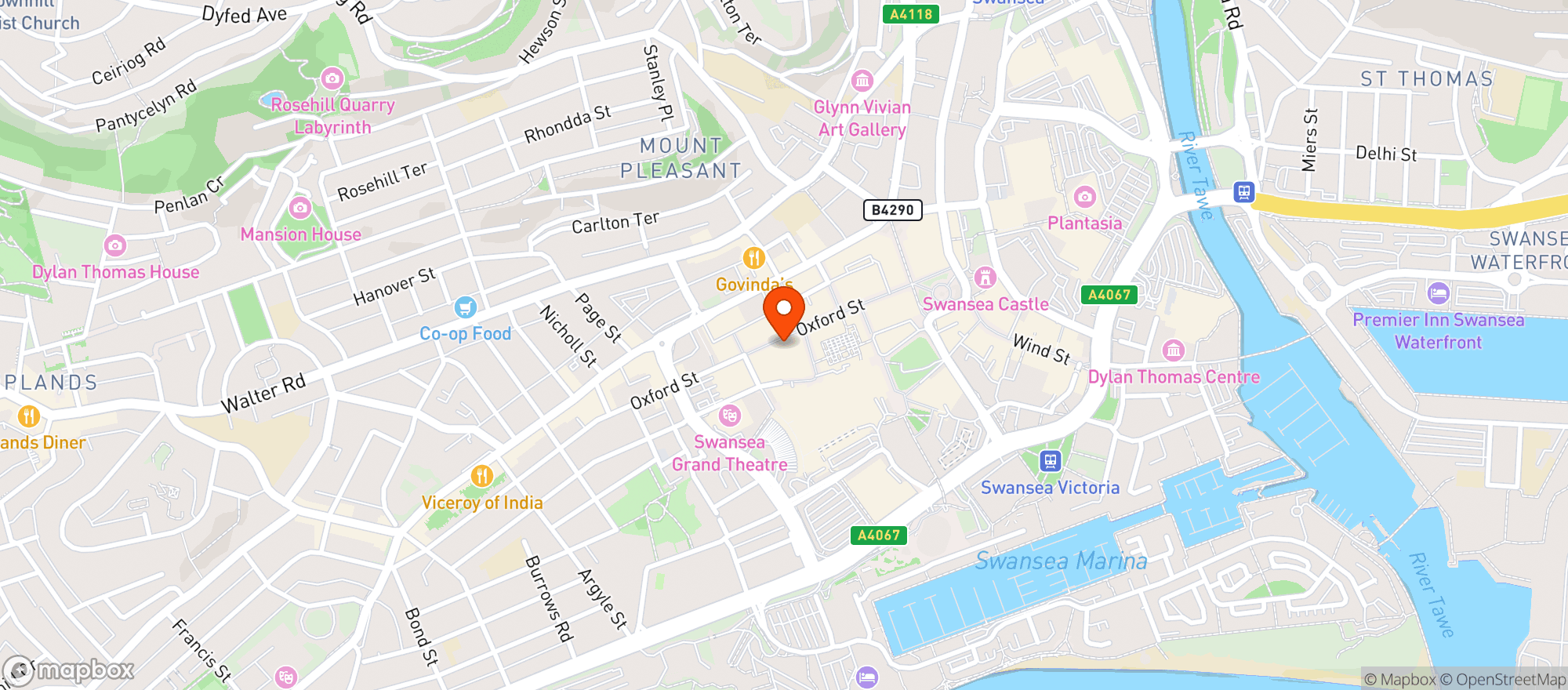 Map showing M&s