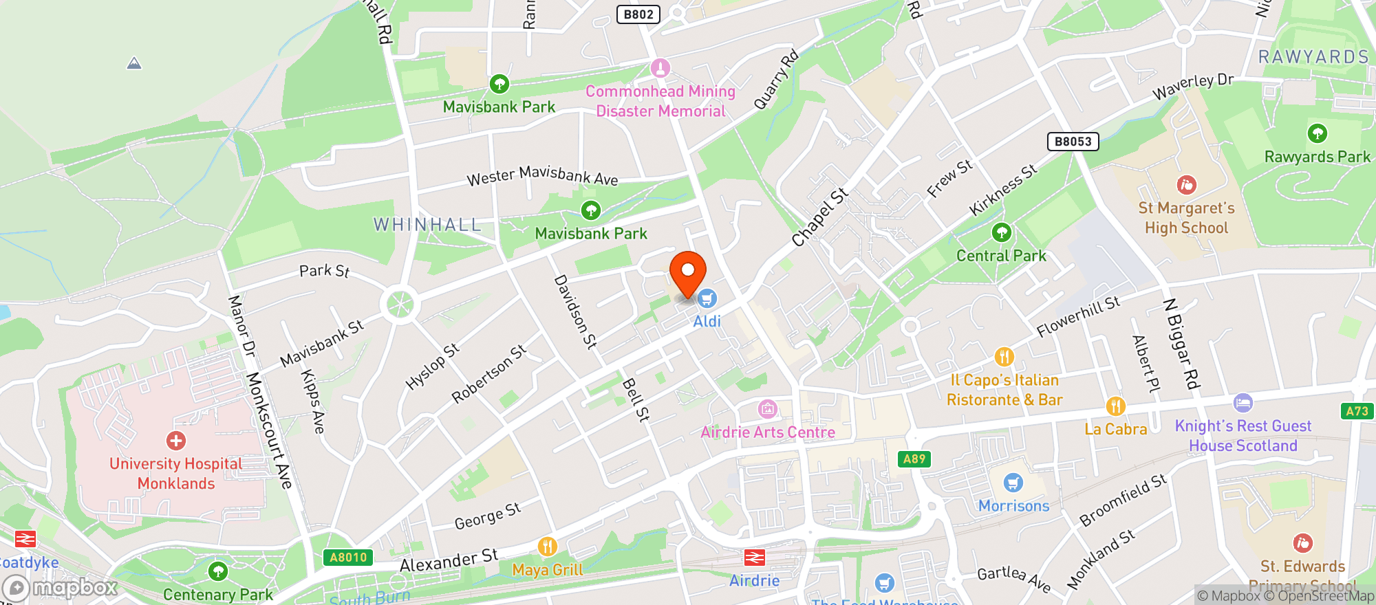 Map showing Aldi