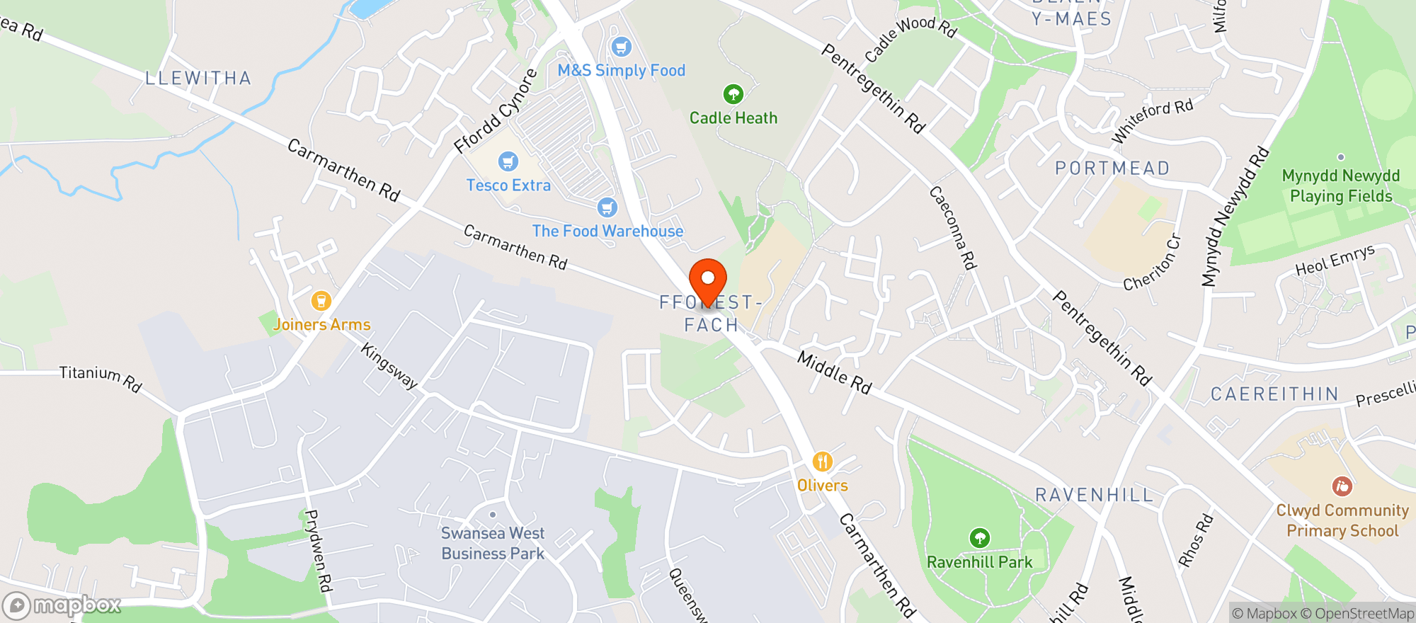 Map showing M&s
