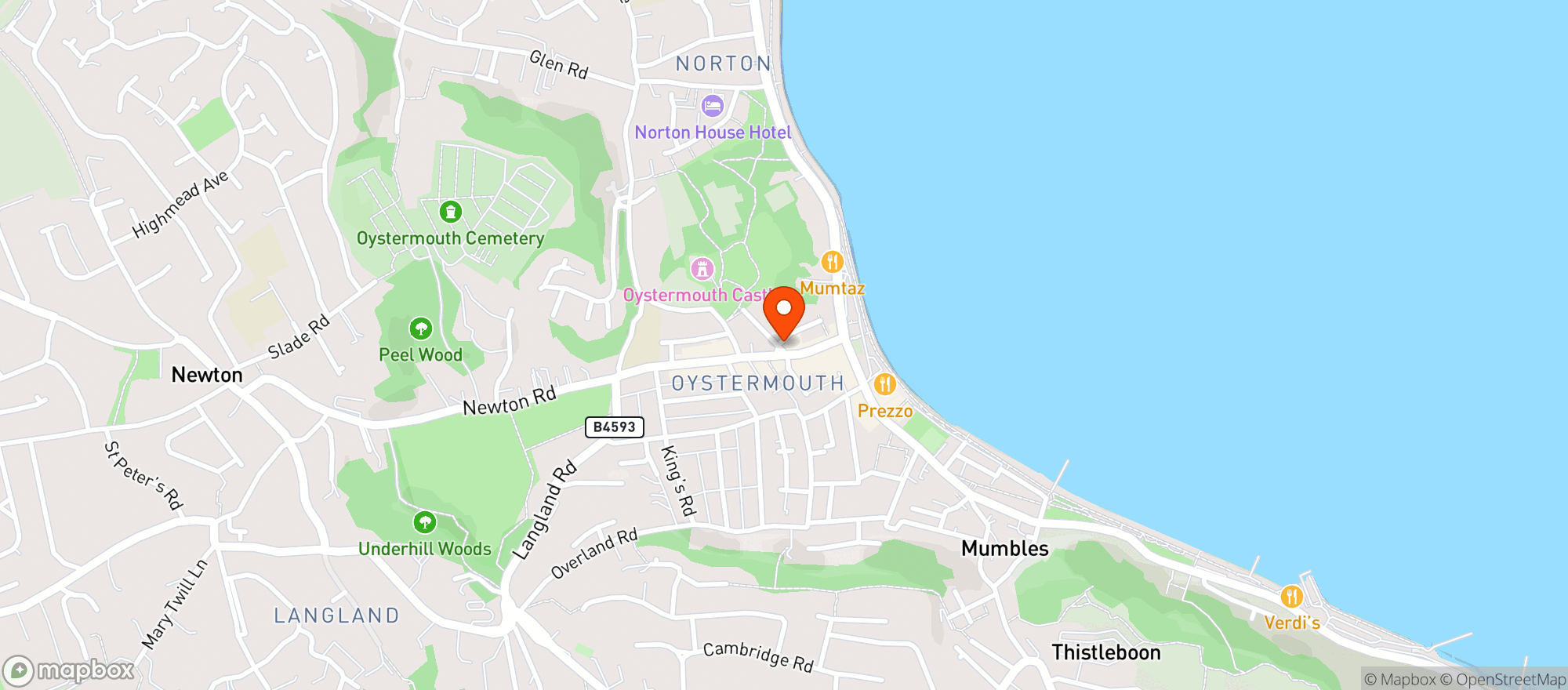 Map showing Mumbles Coffee