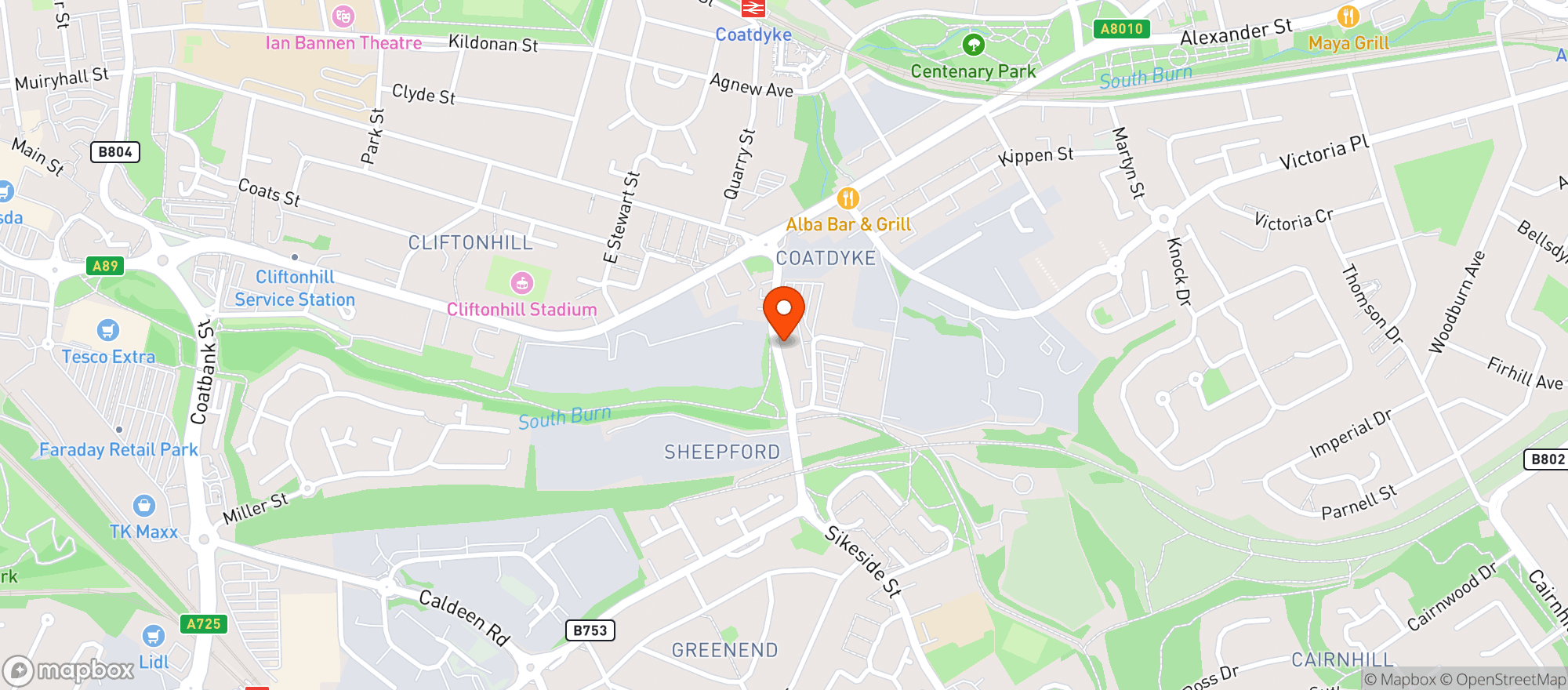 Map showing M&s