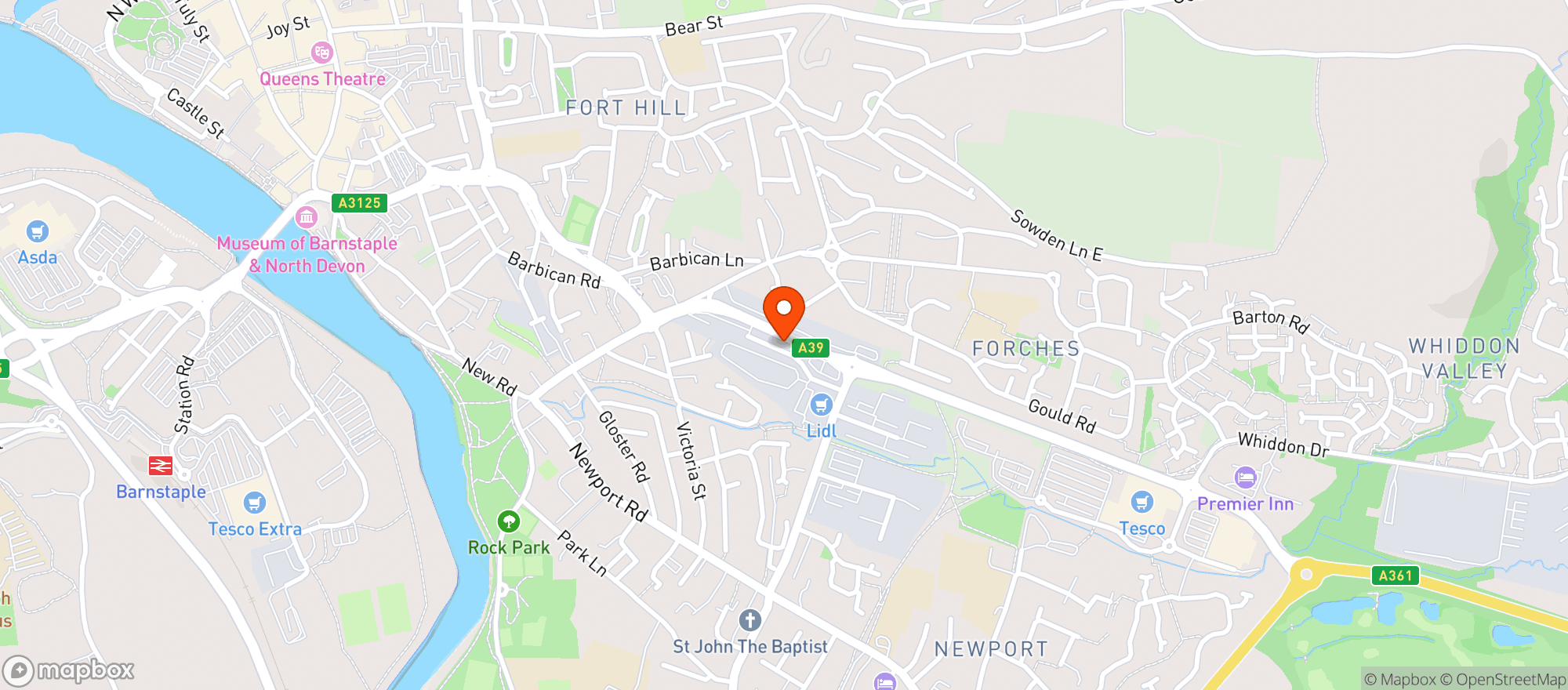 Map showing Majestic Barnstaple