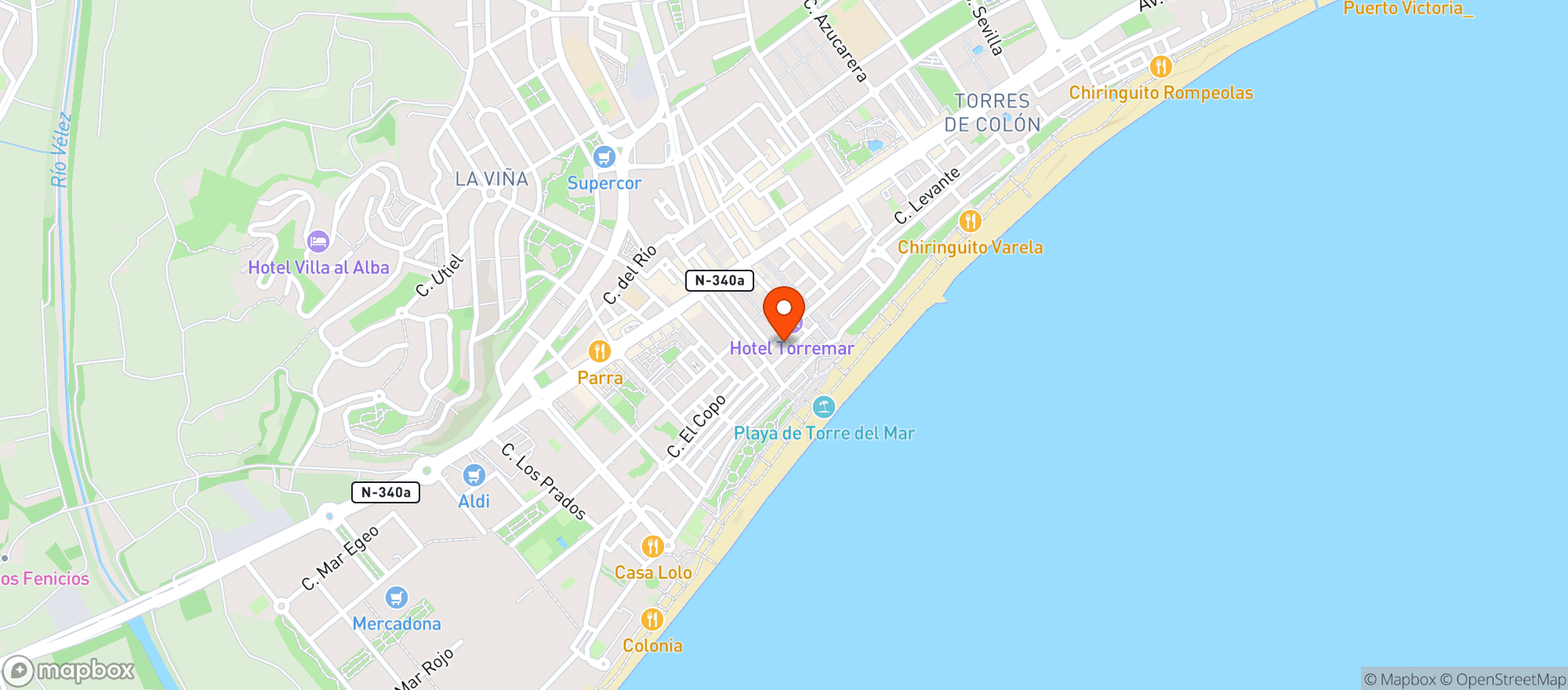 Map showing Pizzería el horno