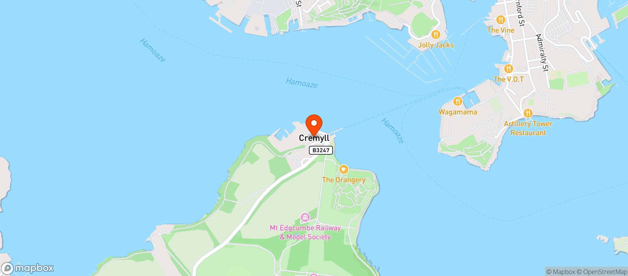 Map showing Edgcumbe Arms