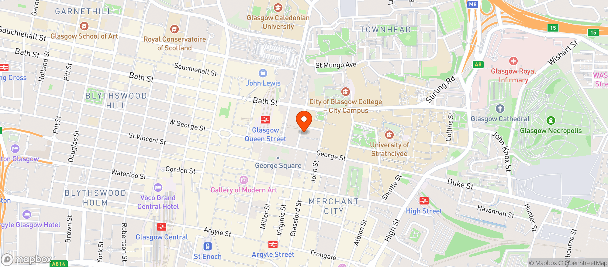 Map showing Flight Club Glasgow