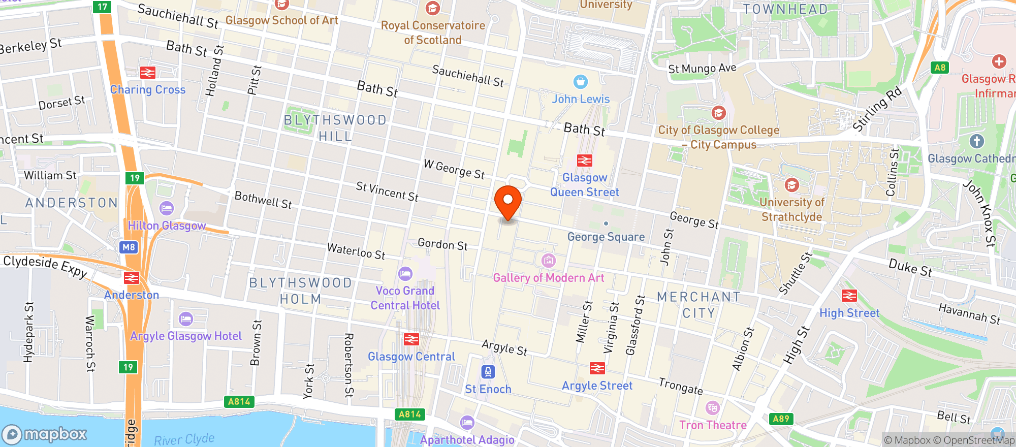 Map showing Miller & Carter - Glasgow