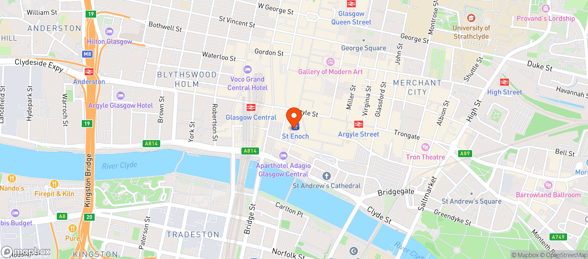 Map showing Boom Battle Bar Glasgow