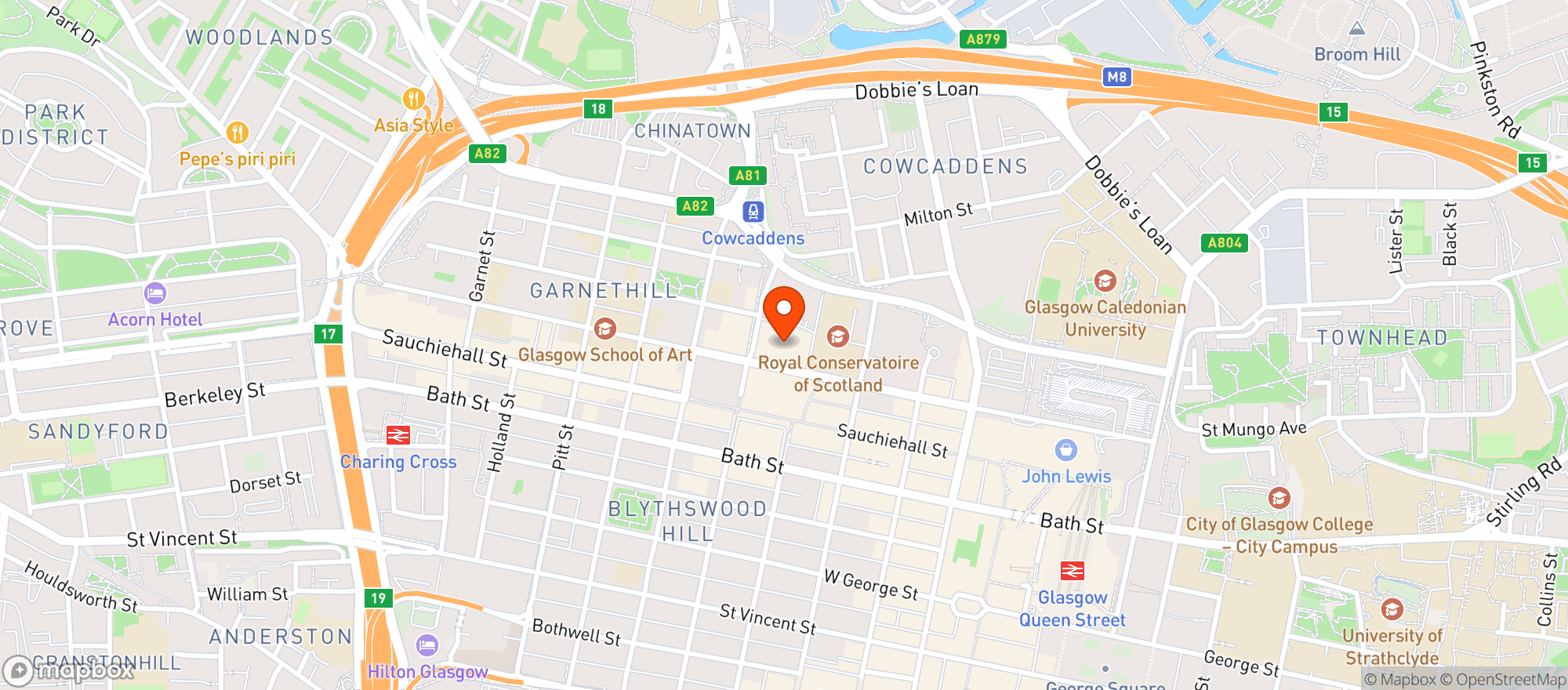 Map showing Doubletree By Hilton Glasgow Central