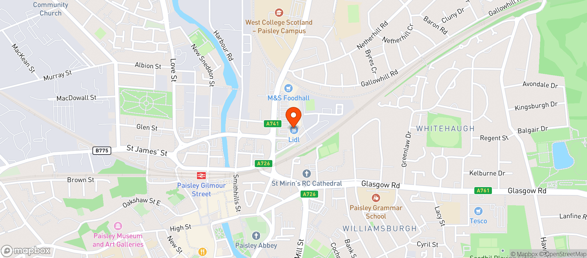 Map showing M&s