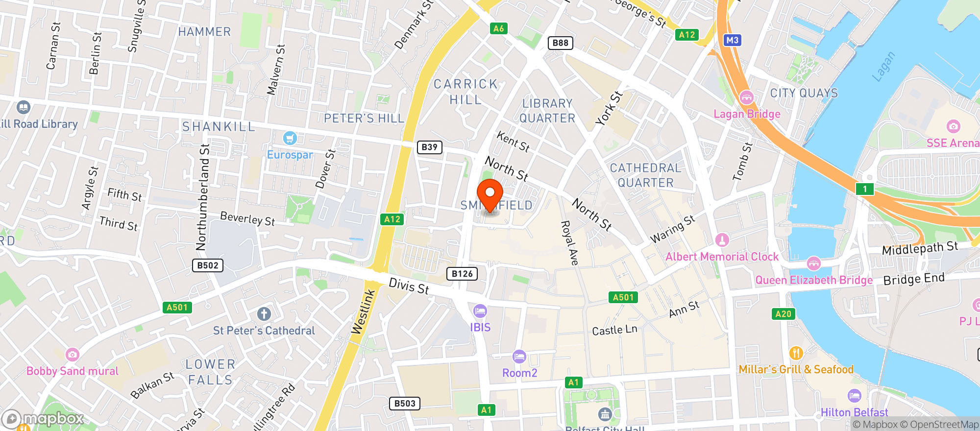 Map showing Maddens Bar